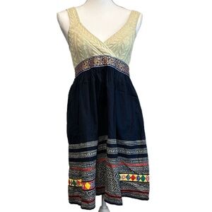 Free People Cable Knit V Neck Fit and Flare Dress